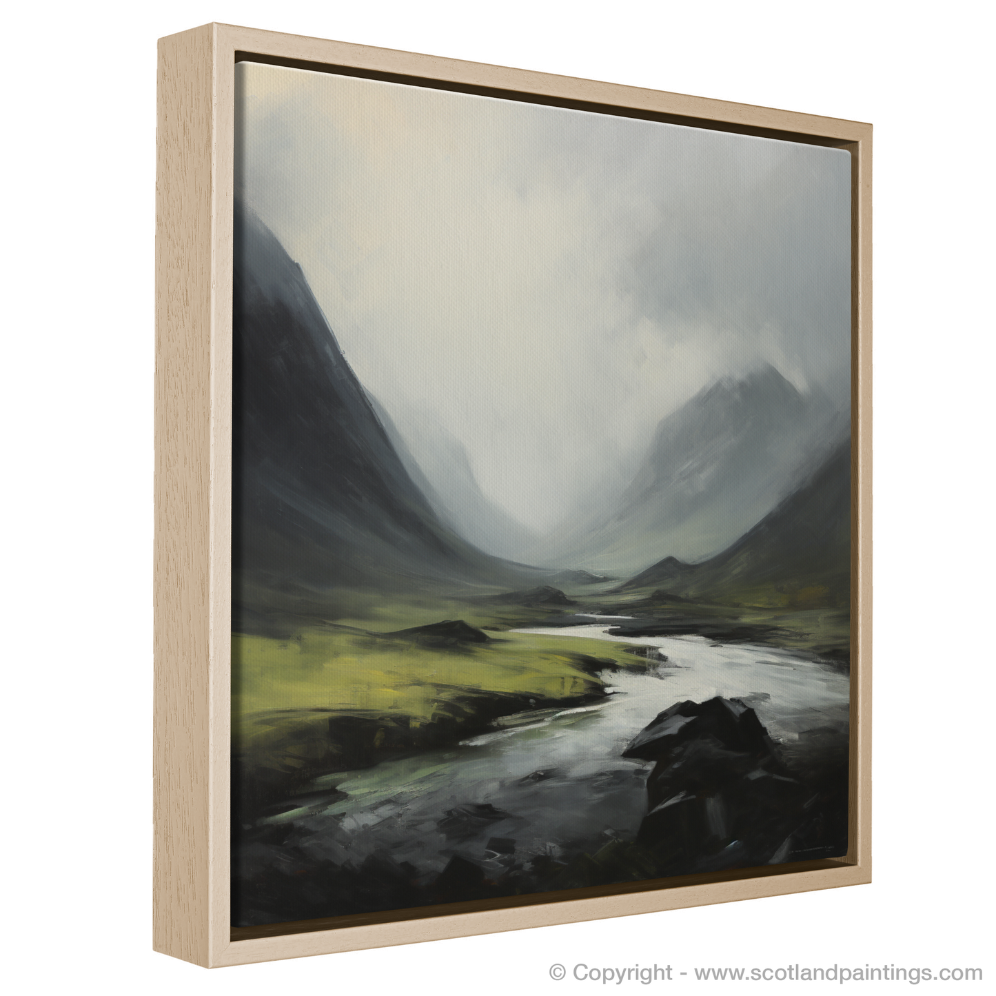 Painting and Art Print of Rolling fog in Glencoe entitled "Misty Enchantment of Glencoe".