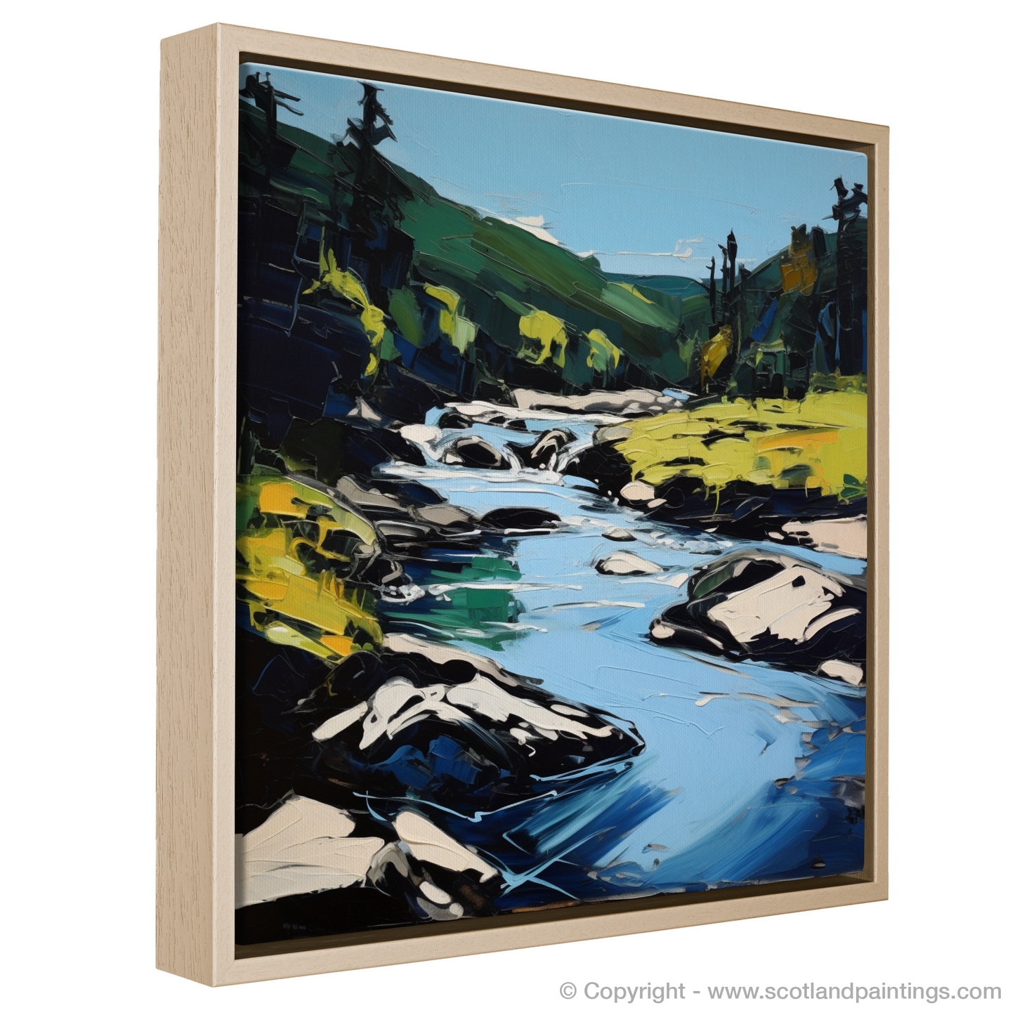 Painting and Art Print of River Garry, Highlands in summer entitled "Summer Rush of River Garry Highlands".