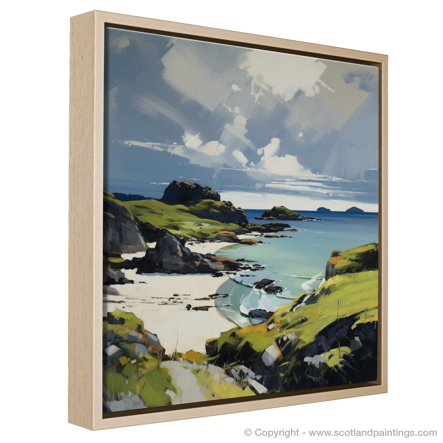 Painting and Art Print of Achmelvich Bay, Sutherland entitled "Achmelvich Bay: An Expressionist Ode to Scotland's Wild Coastline".