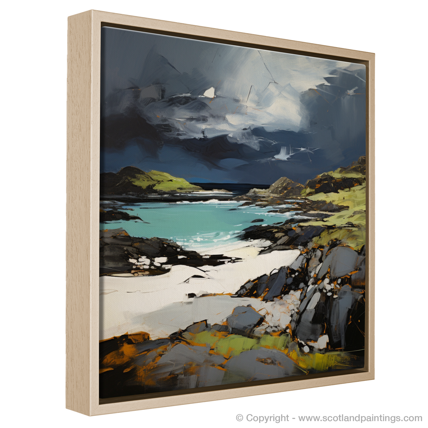 Painting and Art Print of Achmelvich Bay, Sutherland entitled "Wild Embrace of Achmelvich Bay: An Expressionist Ode to Sutherland’s Coastline".