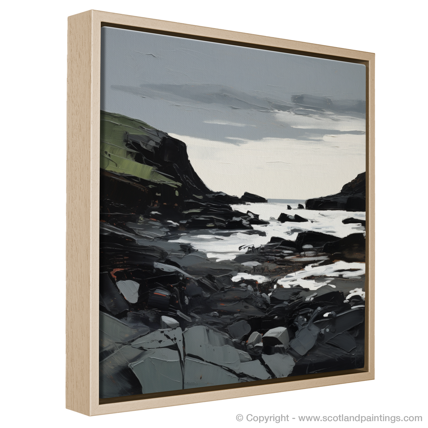 Painting and Art Print of Catterline Bay, Aberdeenshire entitled "Catterline Bay Unleashed: An Expressionist Ode to Scottish Coves".