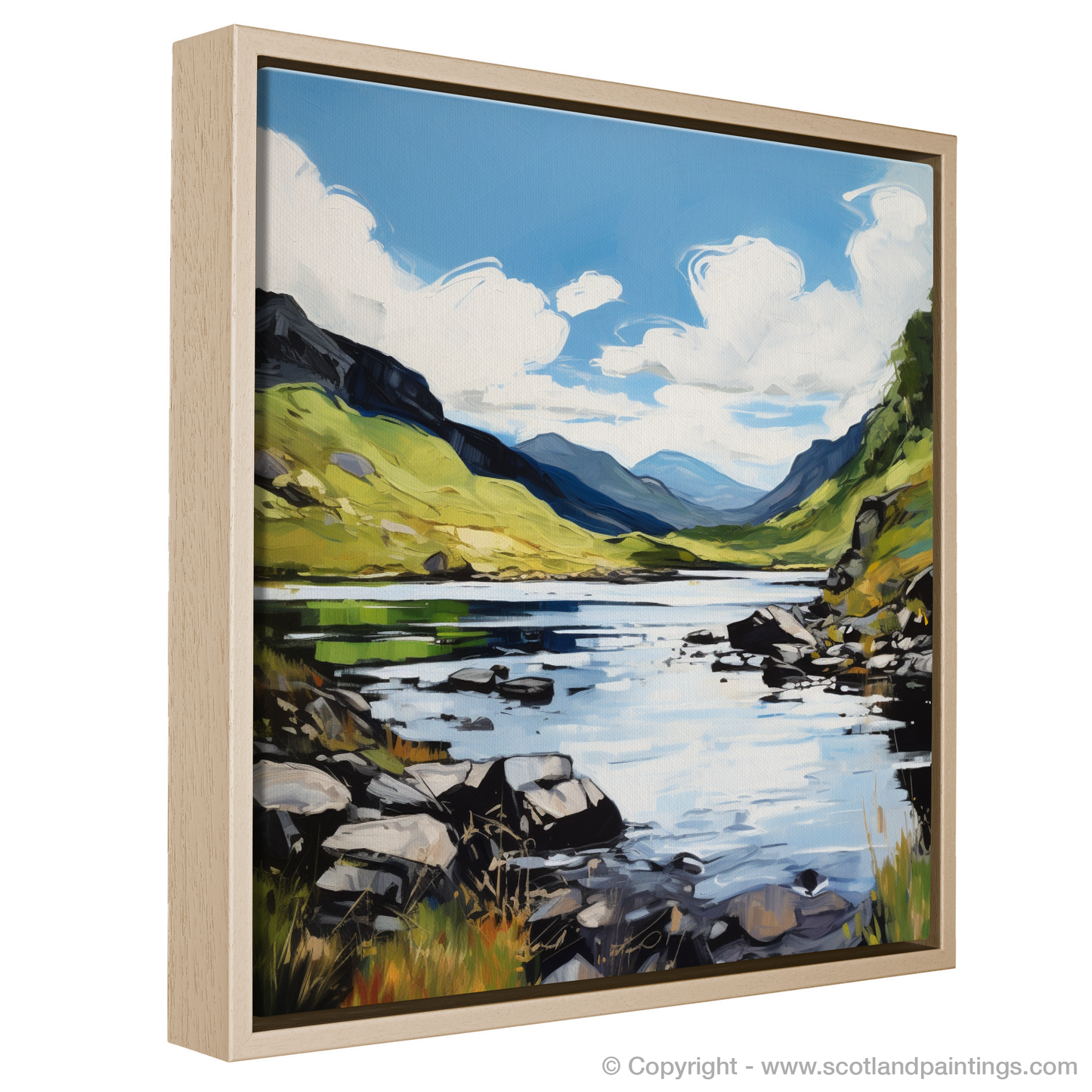 Painting and Art Print of Loch Glencoul, Sutherland in summer entitled "Summer's Symphony at Loch Glencoul".
