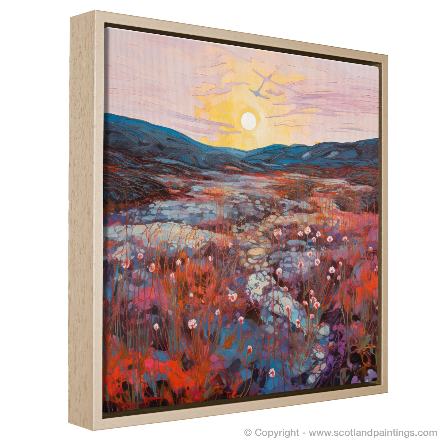 Painting and Art Print of Crowberry patches at dusk in Glencoe entitled "Twilight Dance of Crowberry Patches in Glencoe".