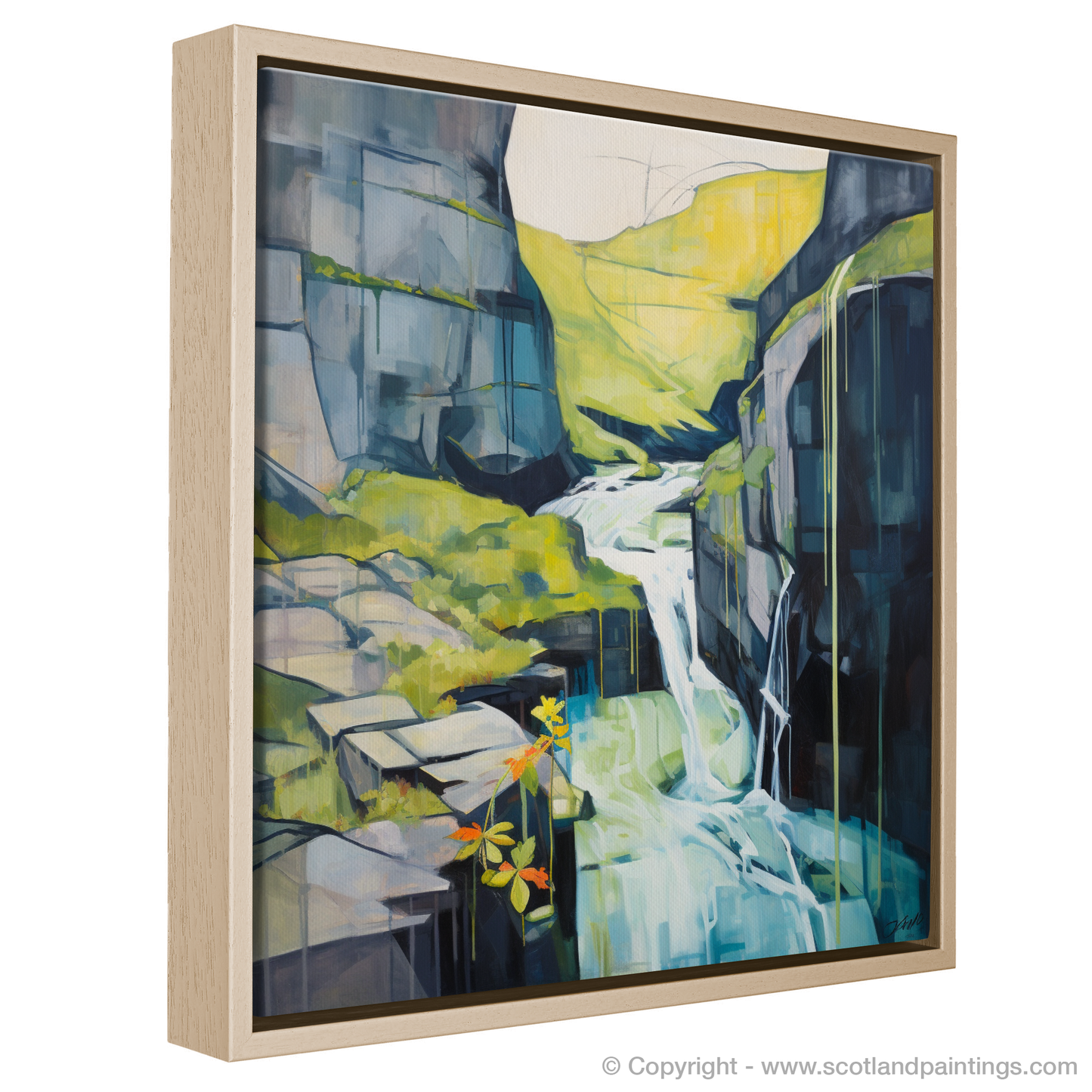 Glencoe's Whispering Waterfall: An Abstract Impressionist Ode to Lady's-mantle