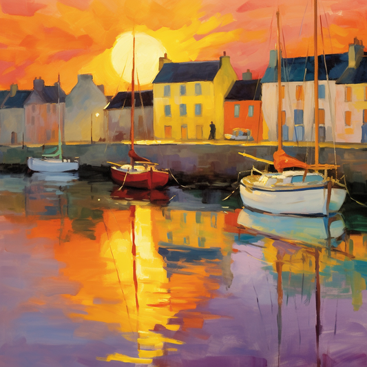 A painting of Anstruther Harbour in Scotland
