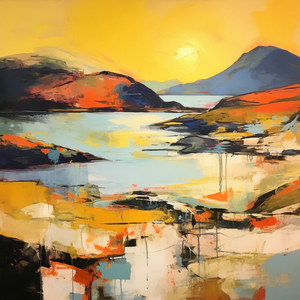 A painting of Scourie Bay in Scotland.