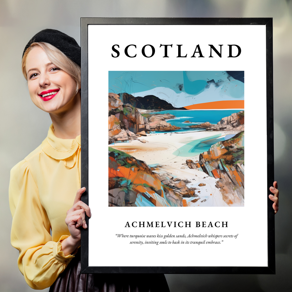 Achmelvich Beach - Framed Poster Print