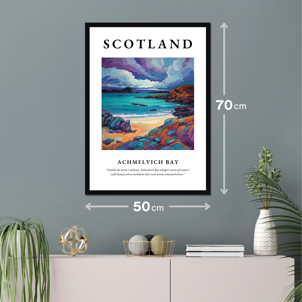 Poster of Achmelvich Bay hanging on a wall