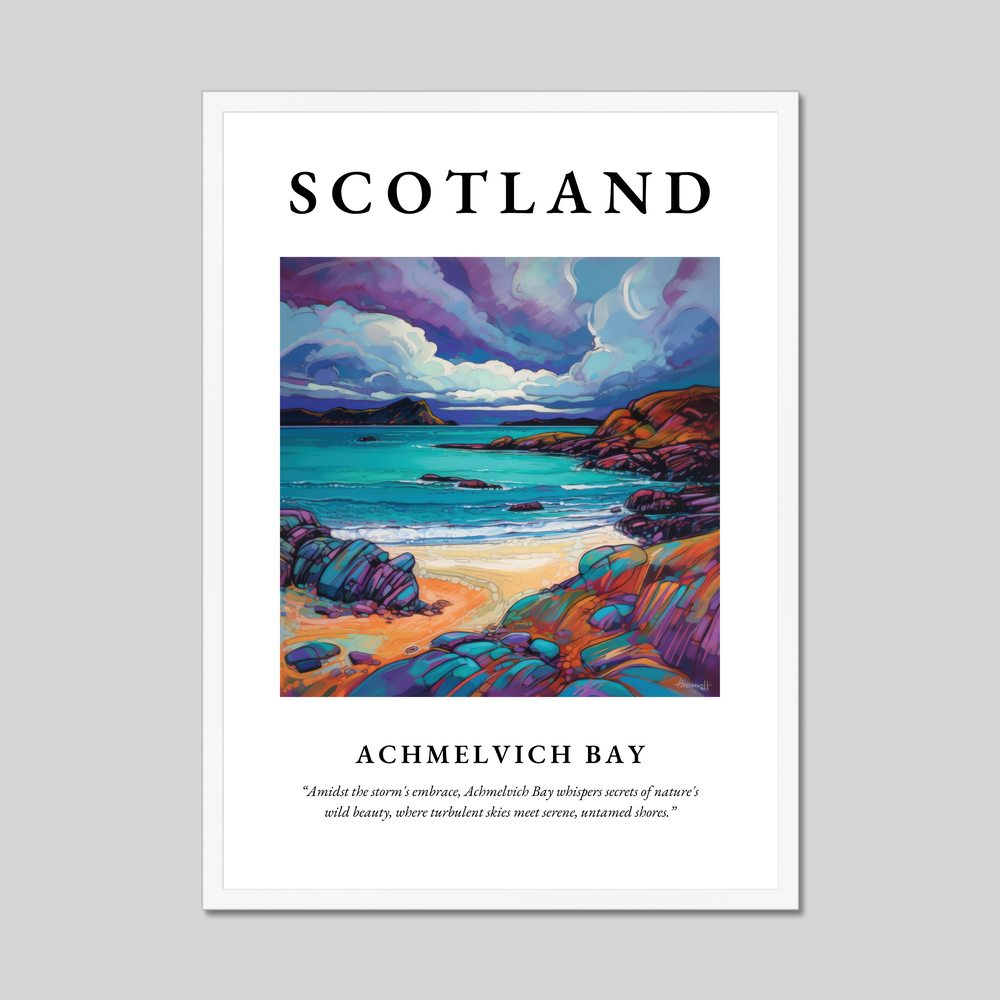 Poster in a white frame with the word Scotland