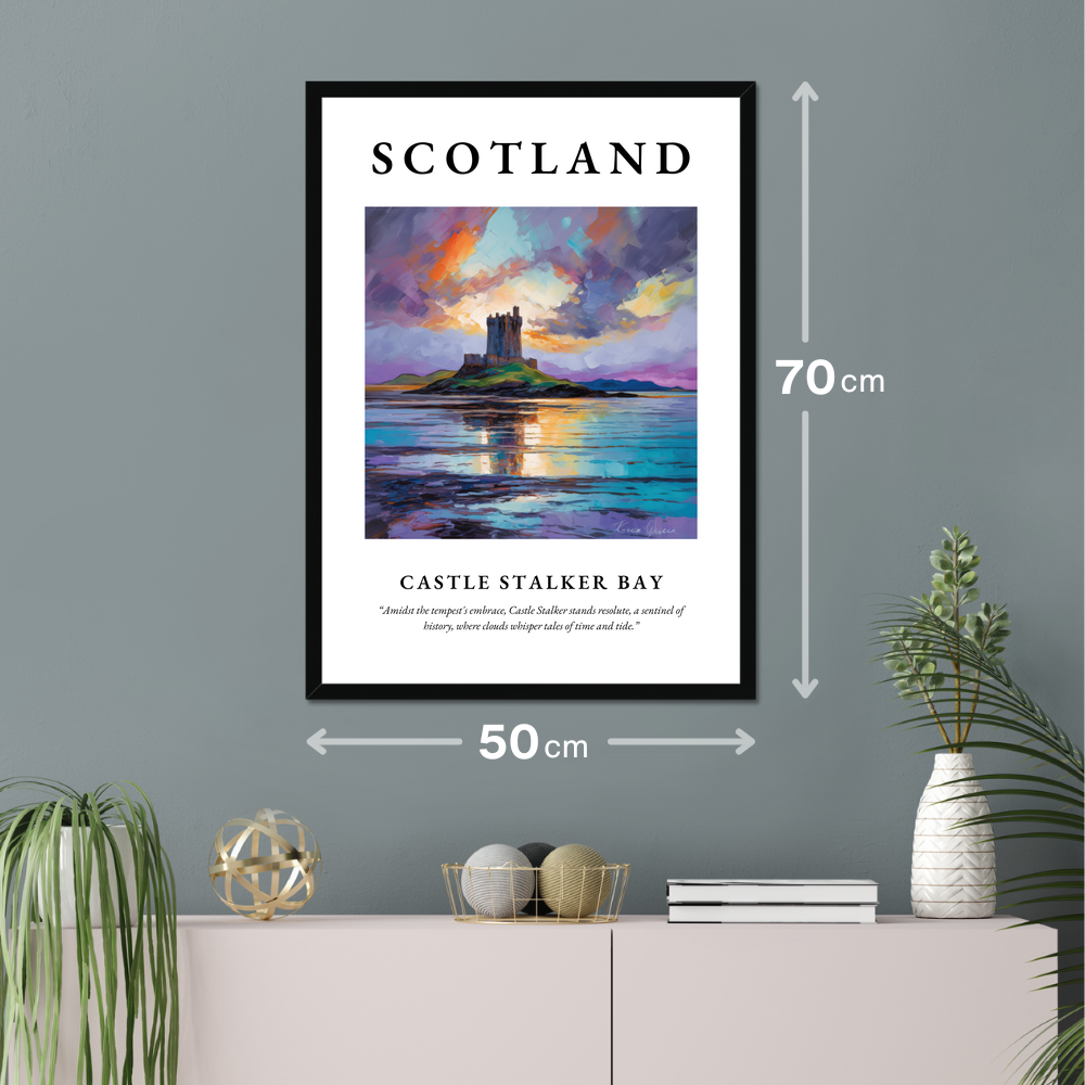 Poster of Castle Stalker Bay hanging on a wall