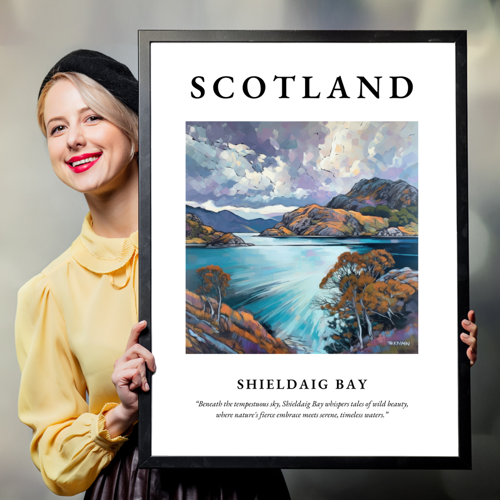 Person holding a poster of Shieldaig Bay