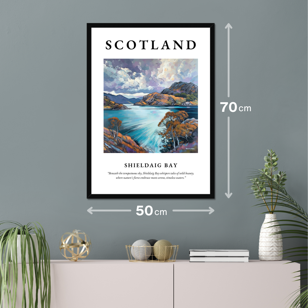 Poster of Shieldaig Bay hanging on a wall