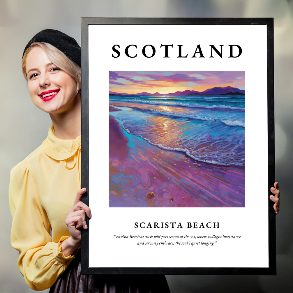 Person holding a poster of Scarista Beach