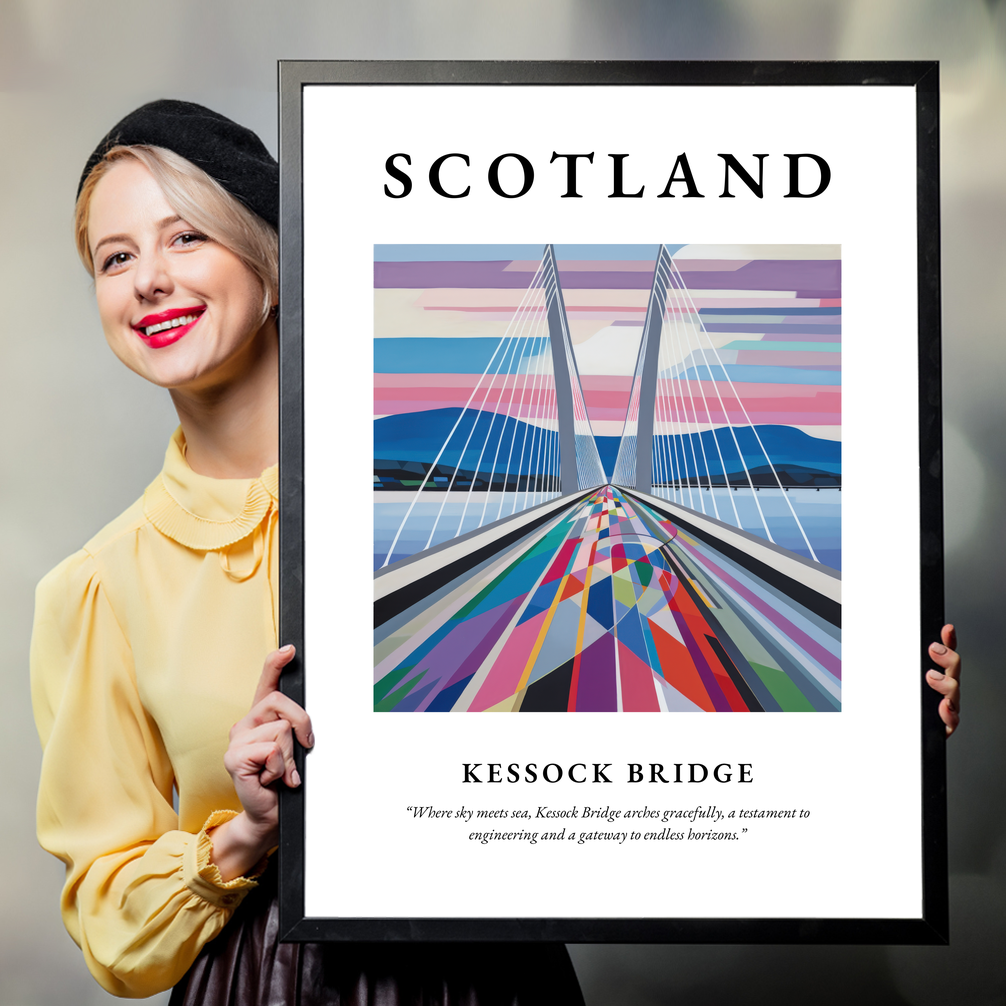 Person holding a poster of Kessock Bridge