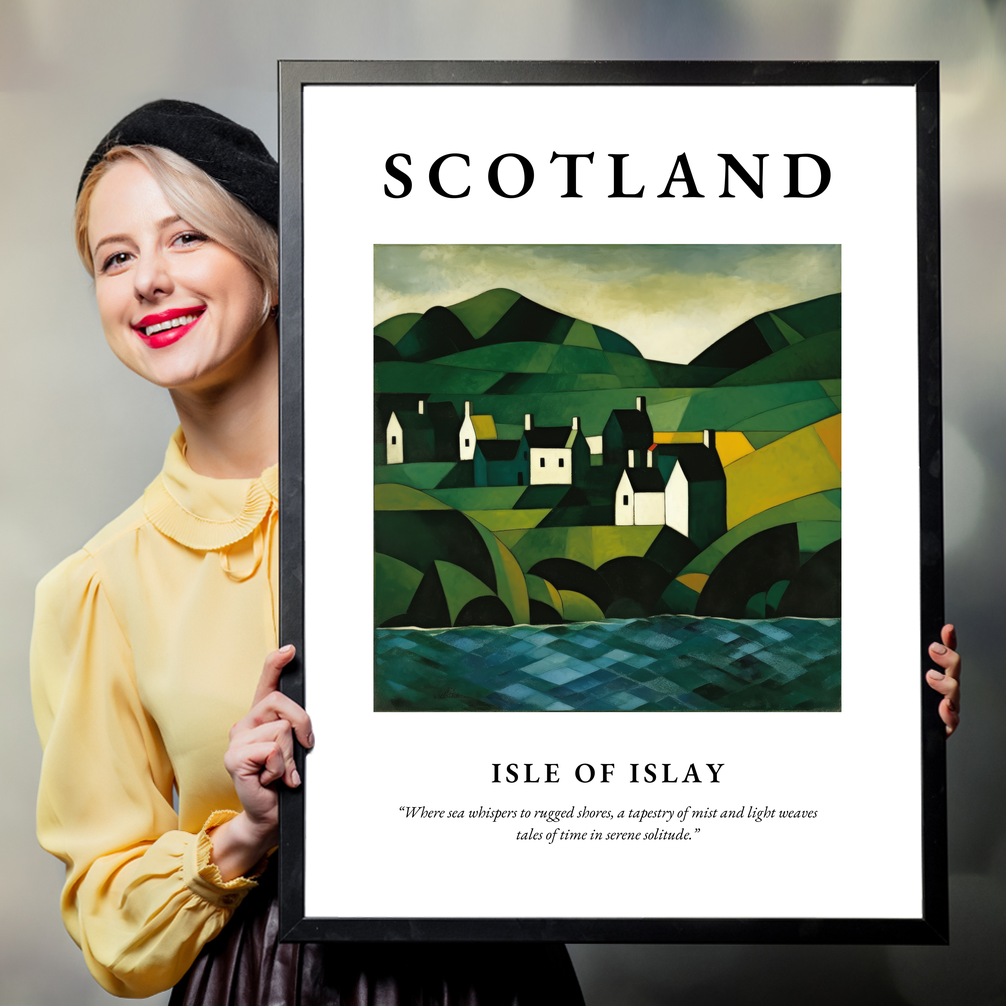 Person holding a poster of Isle of Islay