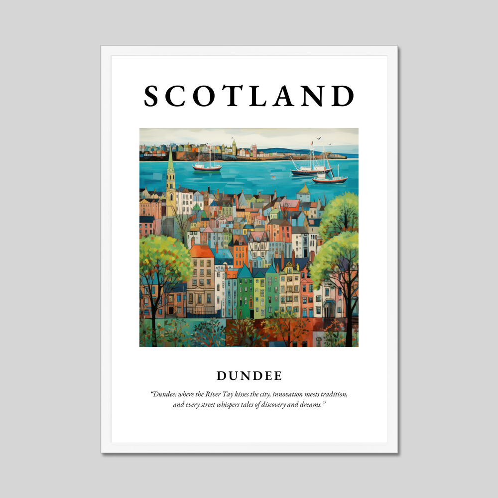 Poster in a white frame with the word Scotland