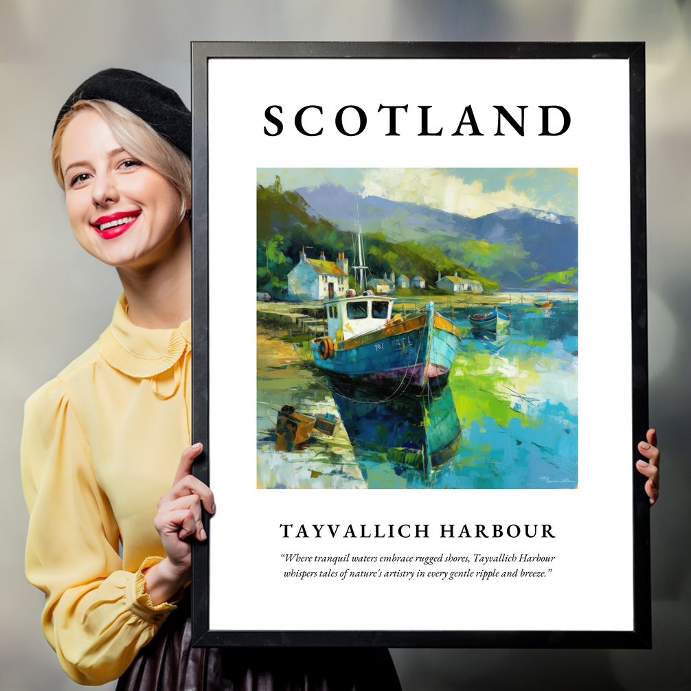 Person holding a poster of Tayvallich Harbour