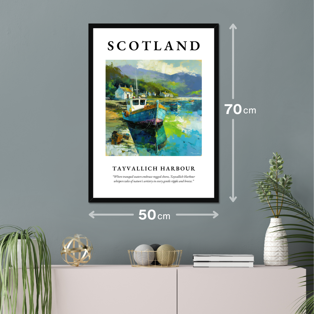 Poster of Tayvallich Harbour hanging on a wall