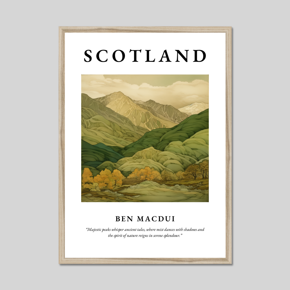 Poster in a natural frame with the word Scotland