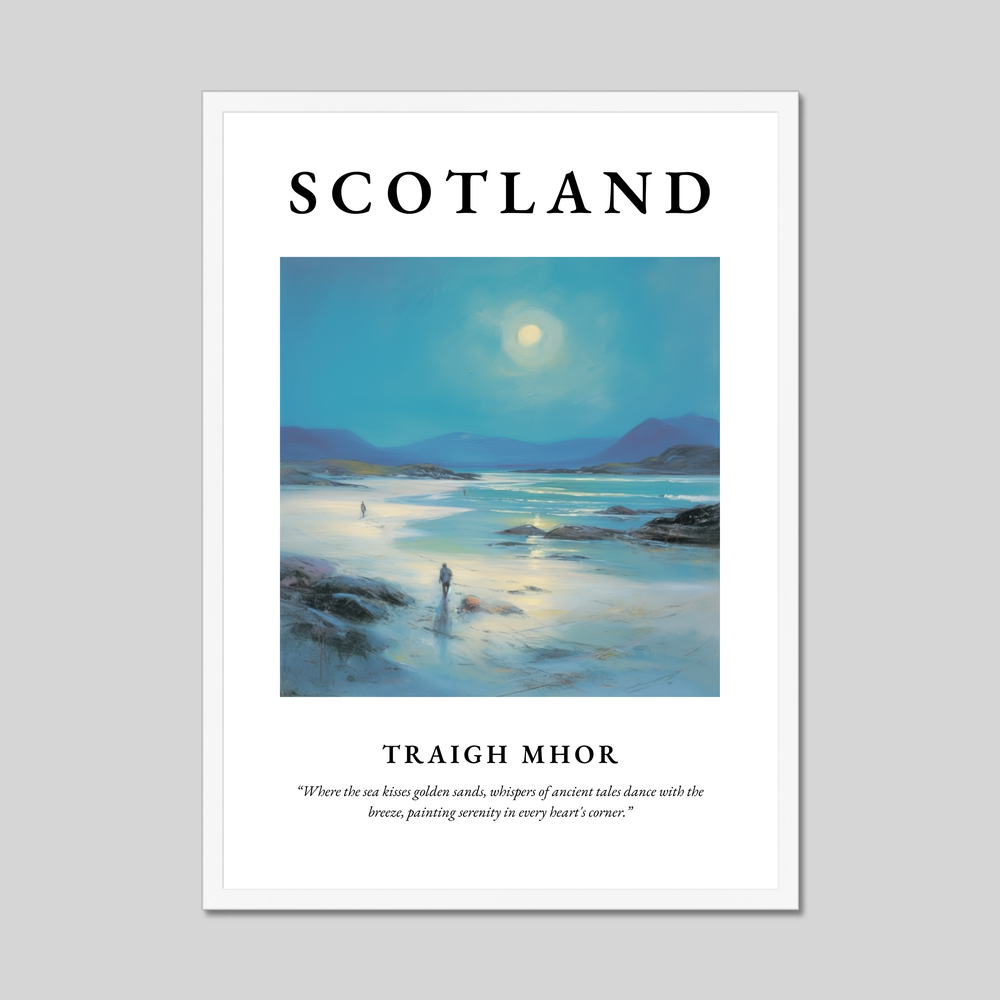 Poster in a white frame with the word Scotland