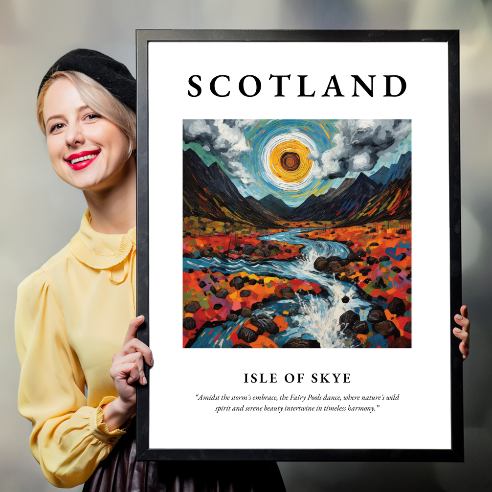 Person holding a poster of Isle of Skye