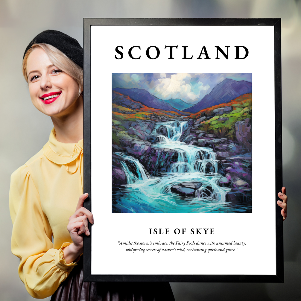 Person holding a poster of Isle of Skye