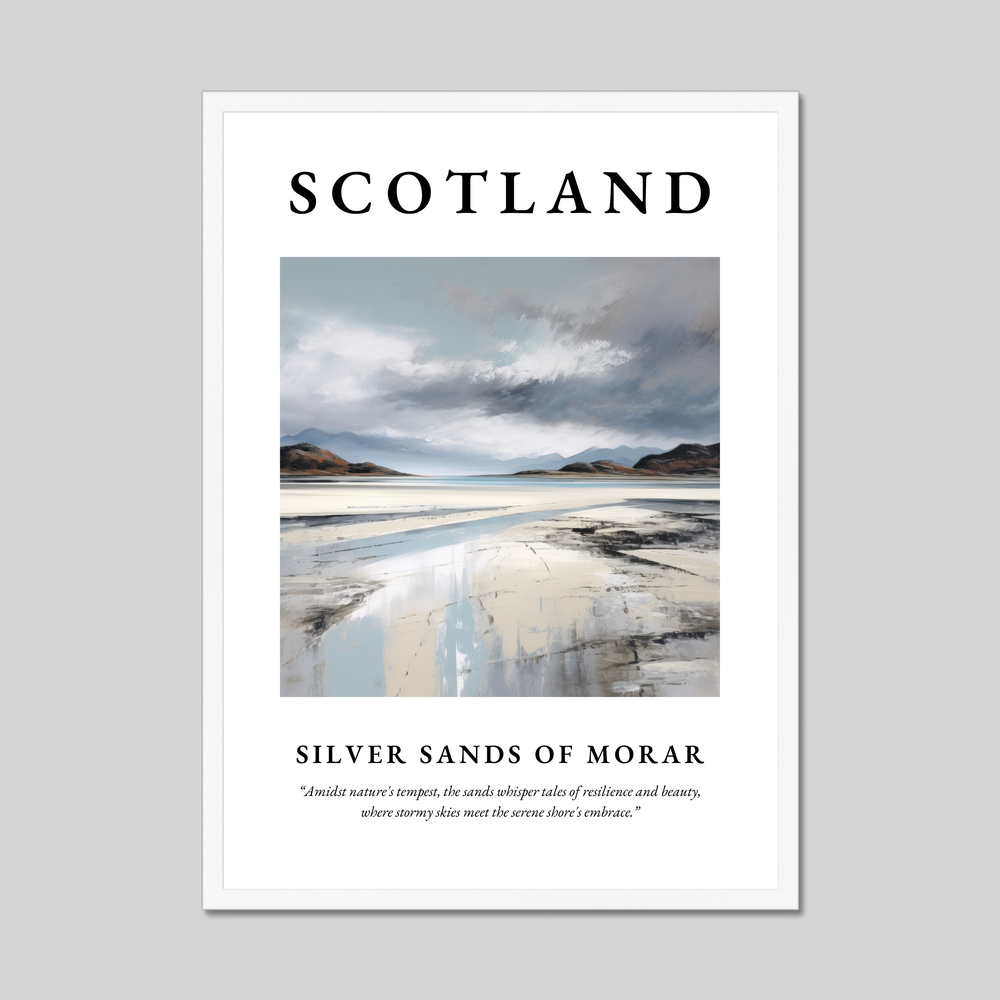 Poster in a white frame with the word Scotland