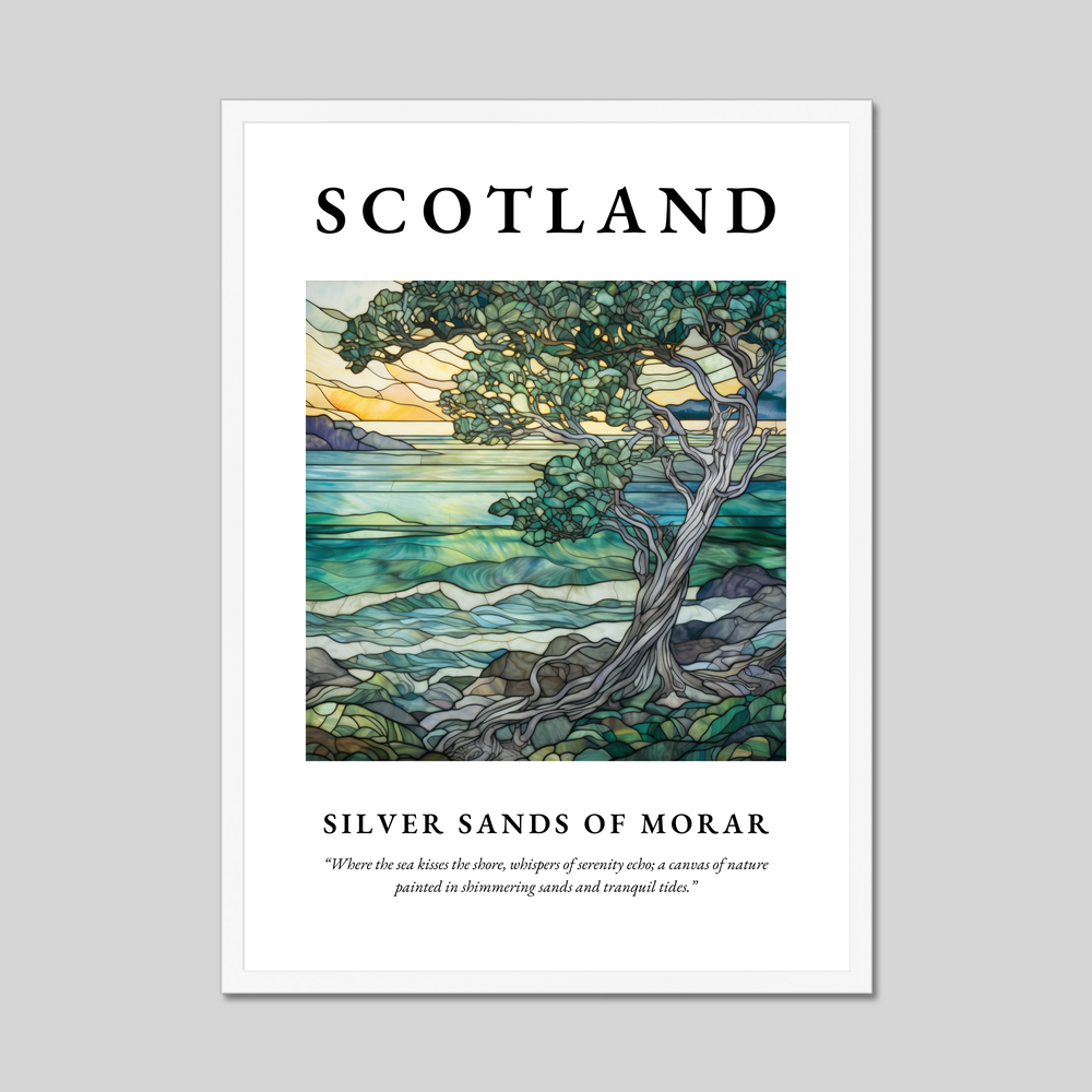 Poster in a white frame with the word Scotland