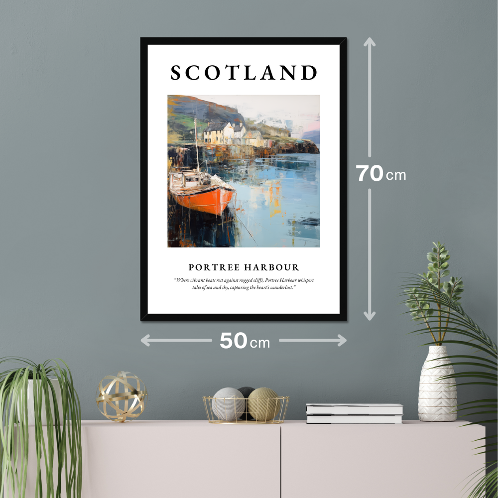 Poster of Portree Harbour hanging on a wall