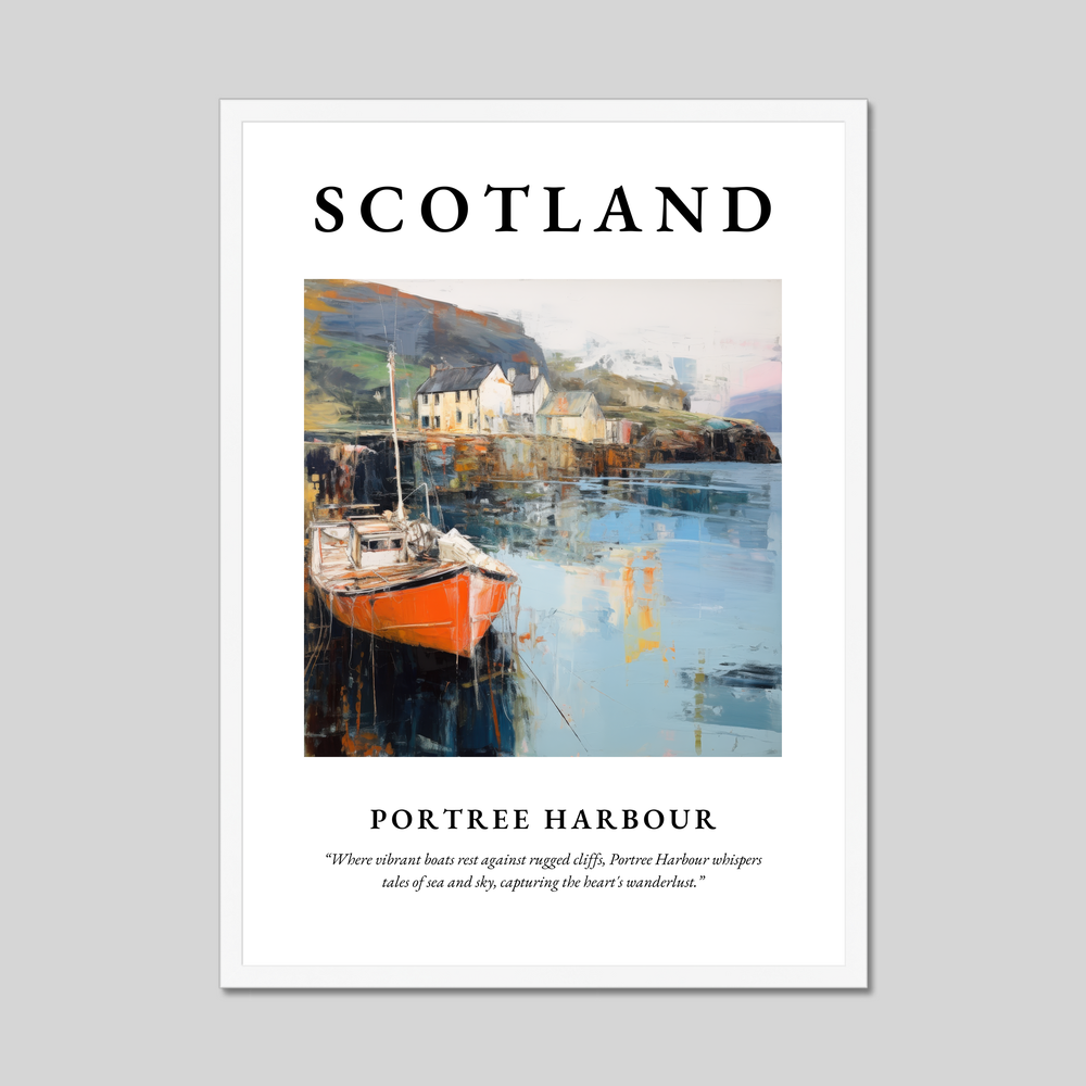 Poster in a white frame with the word Scotland