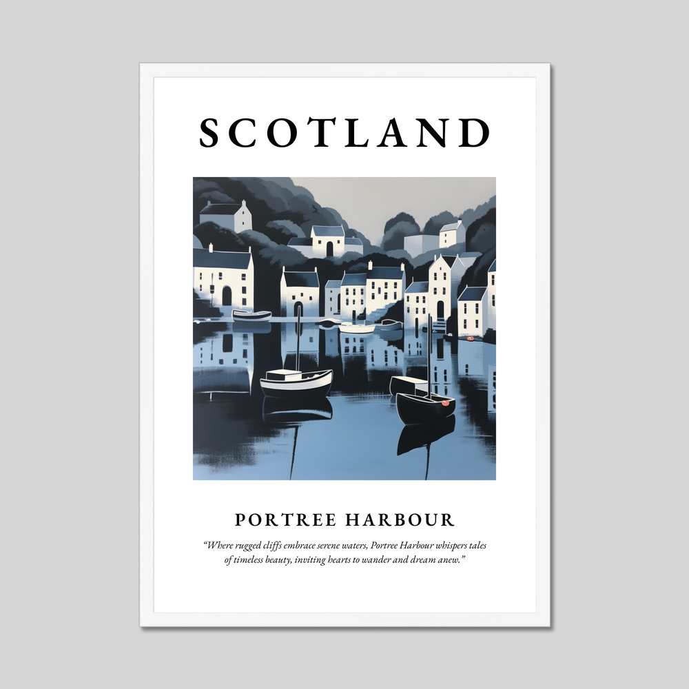 Poster in a white frame with the word Scotland