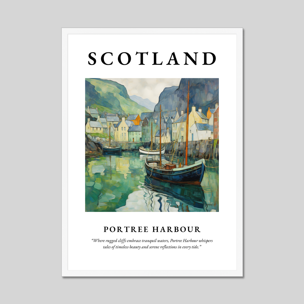 Poster in a white frame with the word Scotland