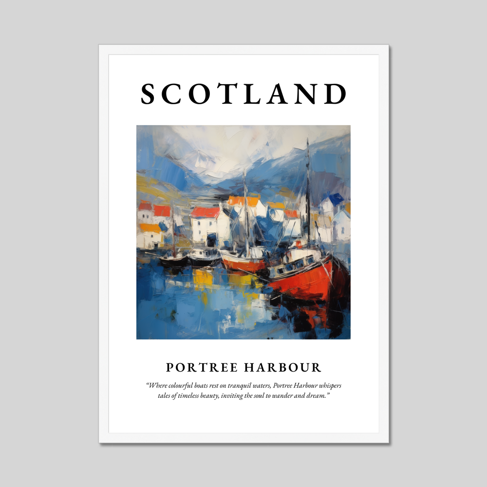 Poster in a white frame with the word Scotland