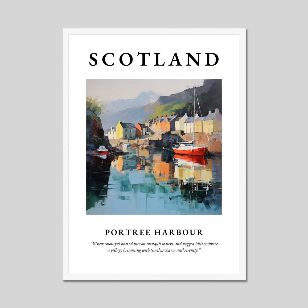 Poster in a white frame with the word Scotland