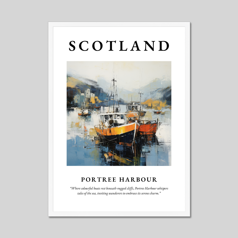 Poster in a white frame with the word Scotland