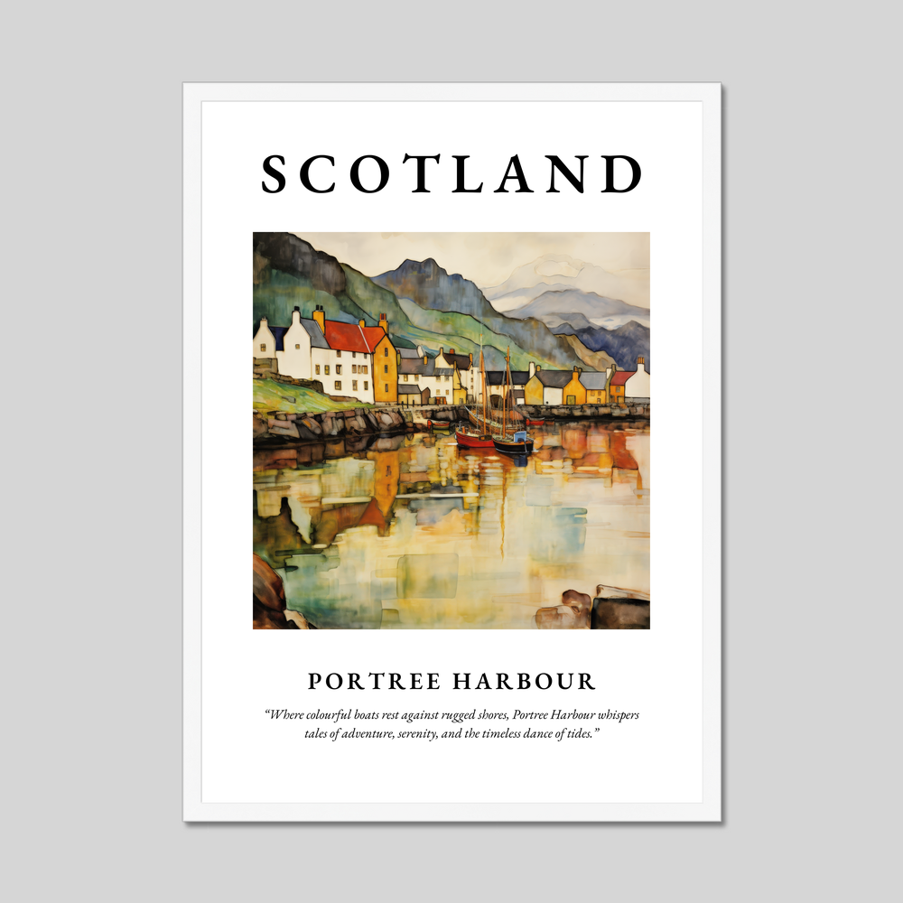 Poster in a white frame with the word Scotland