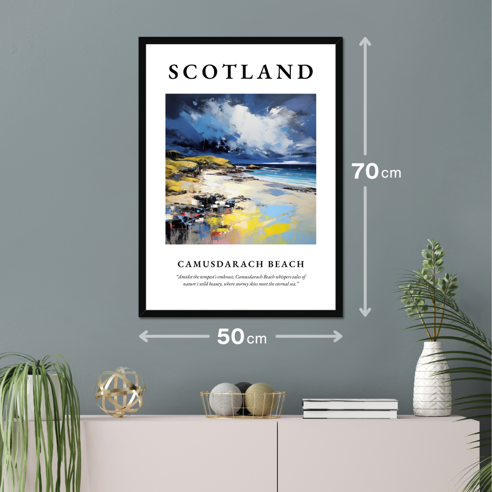 Poster of Camusdarach Beach hanging on a wall
