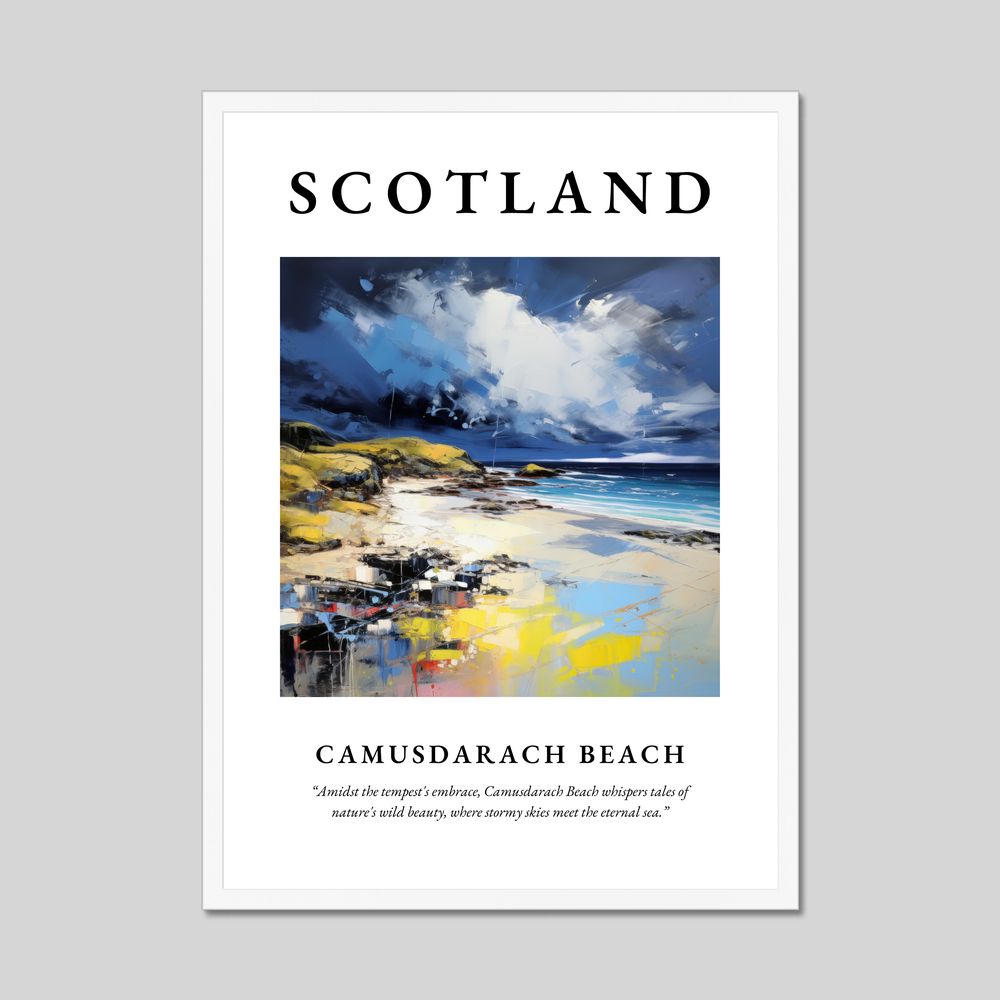 Poster in a white frame with the word Scotland