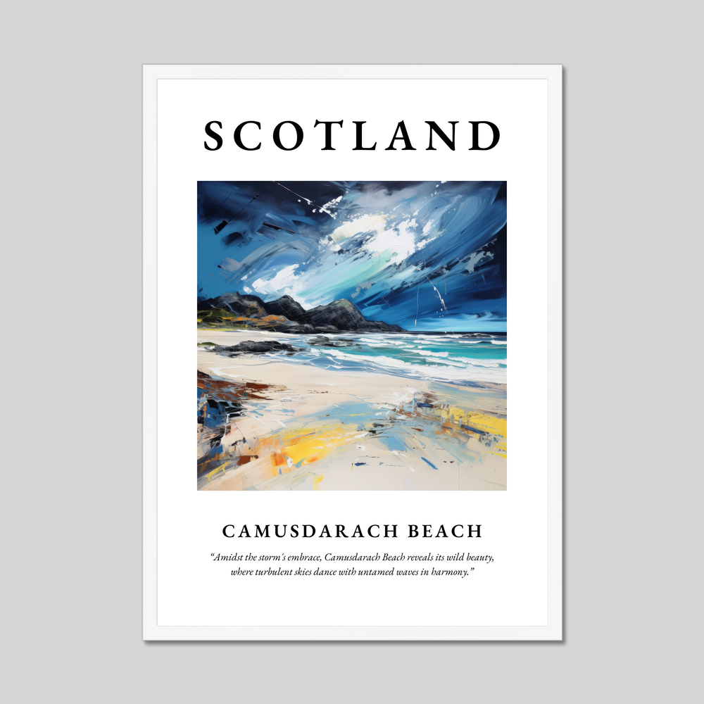 Poster in a white frame with the word Scotland