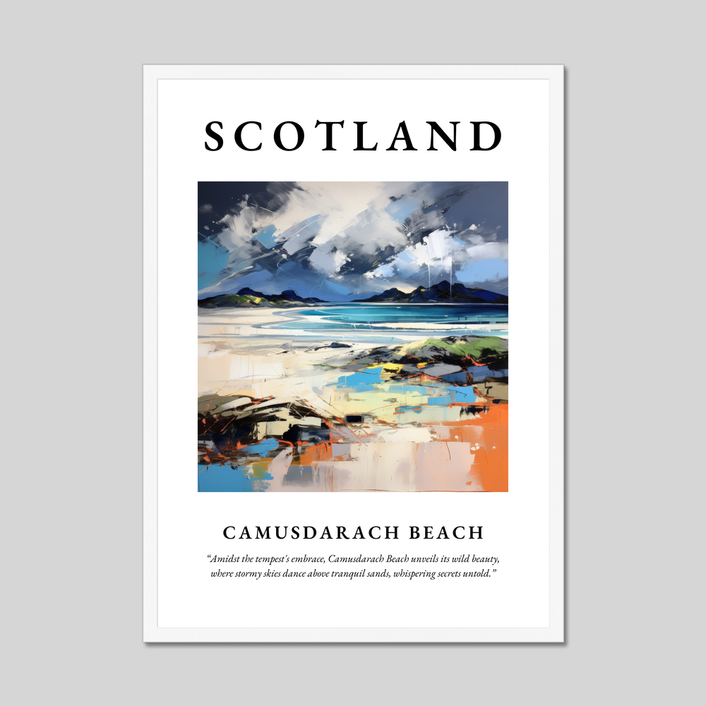 Poster in a white frame with the word Scotland