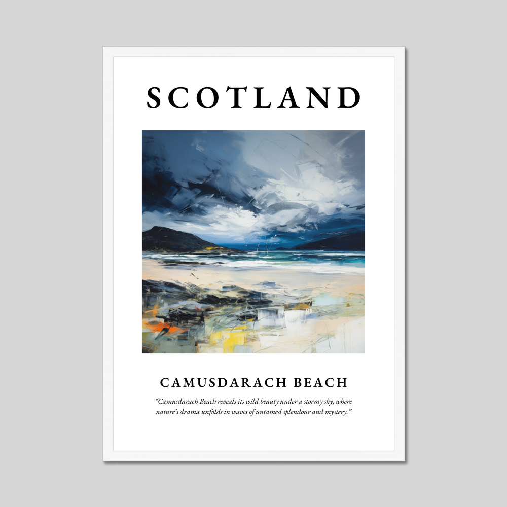 Poster in a white frame with the word Scotland