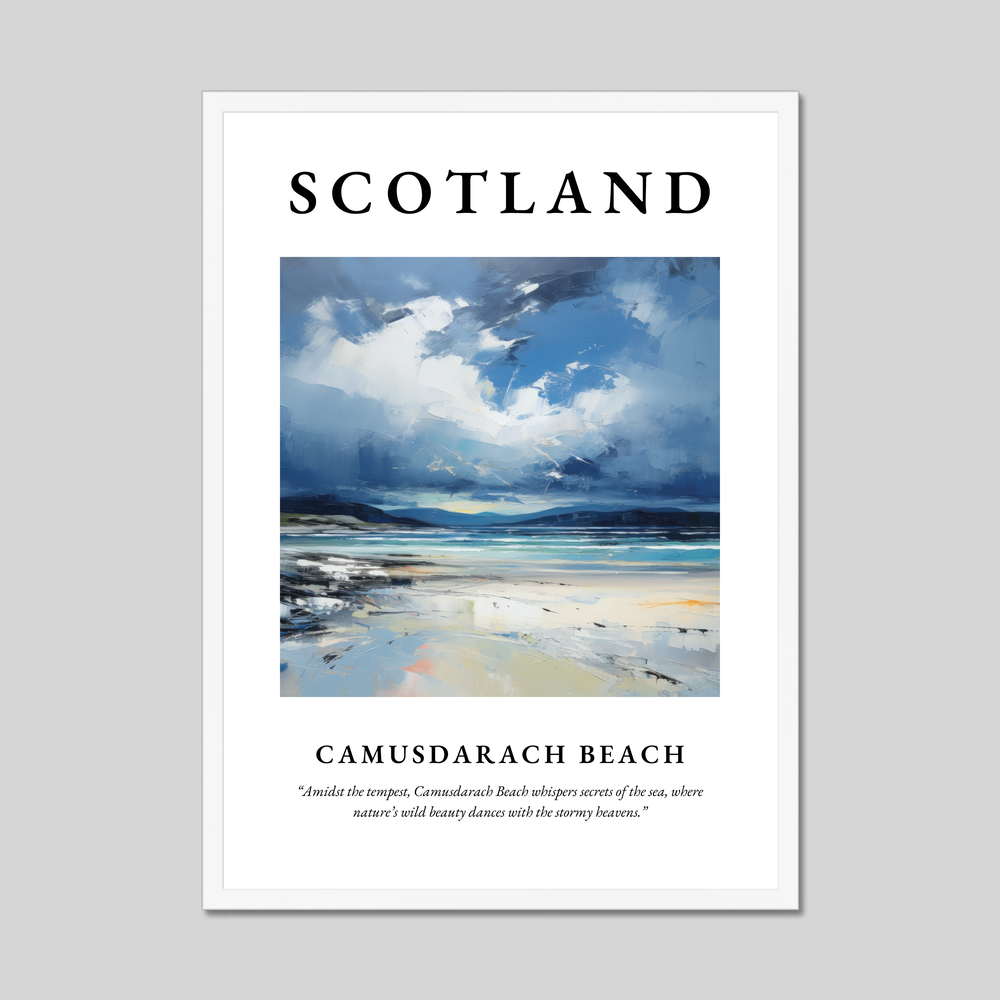 Poster in a white frame with the word Scotland