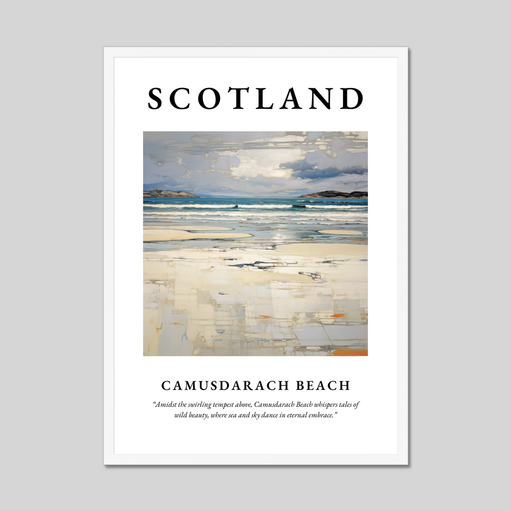 Poster in a white frame with the word Scotland