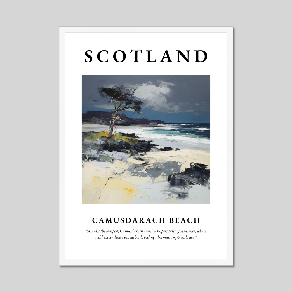 Poster in a white frame with the word Scotland