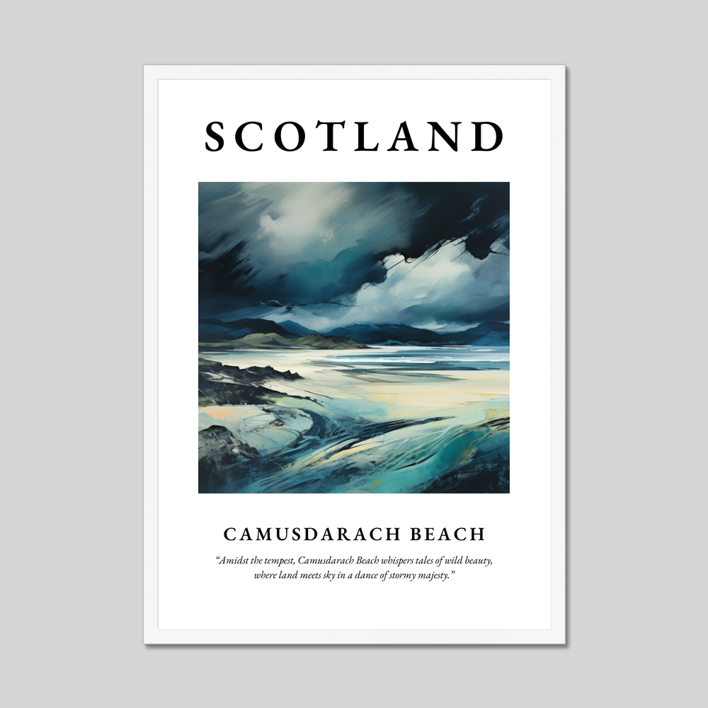 Poster in a white frame with the word Scotland