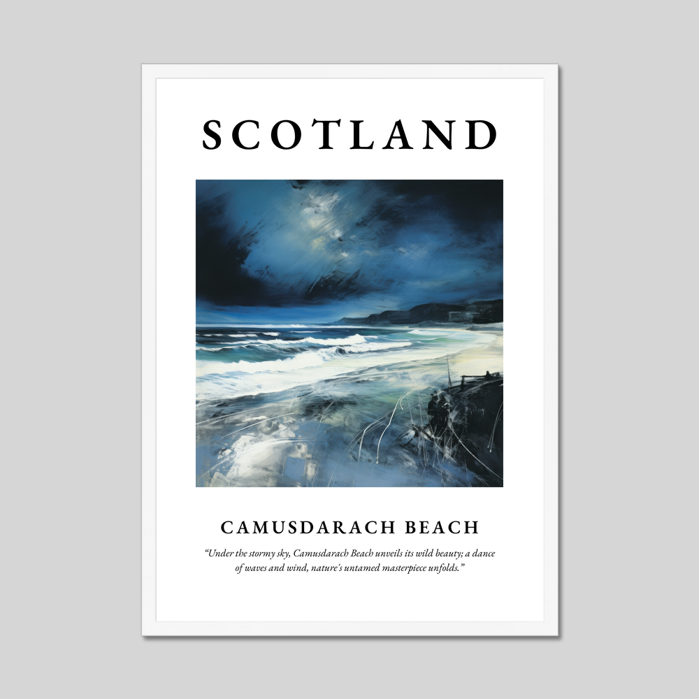 Poster in a white frame with the word Scotland