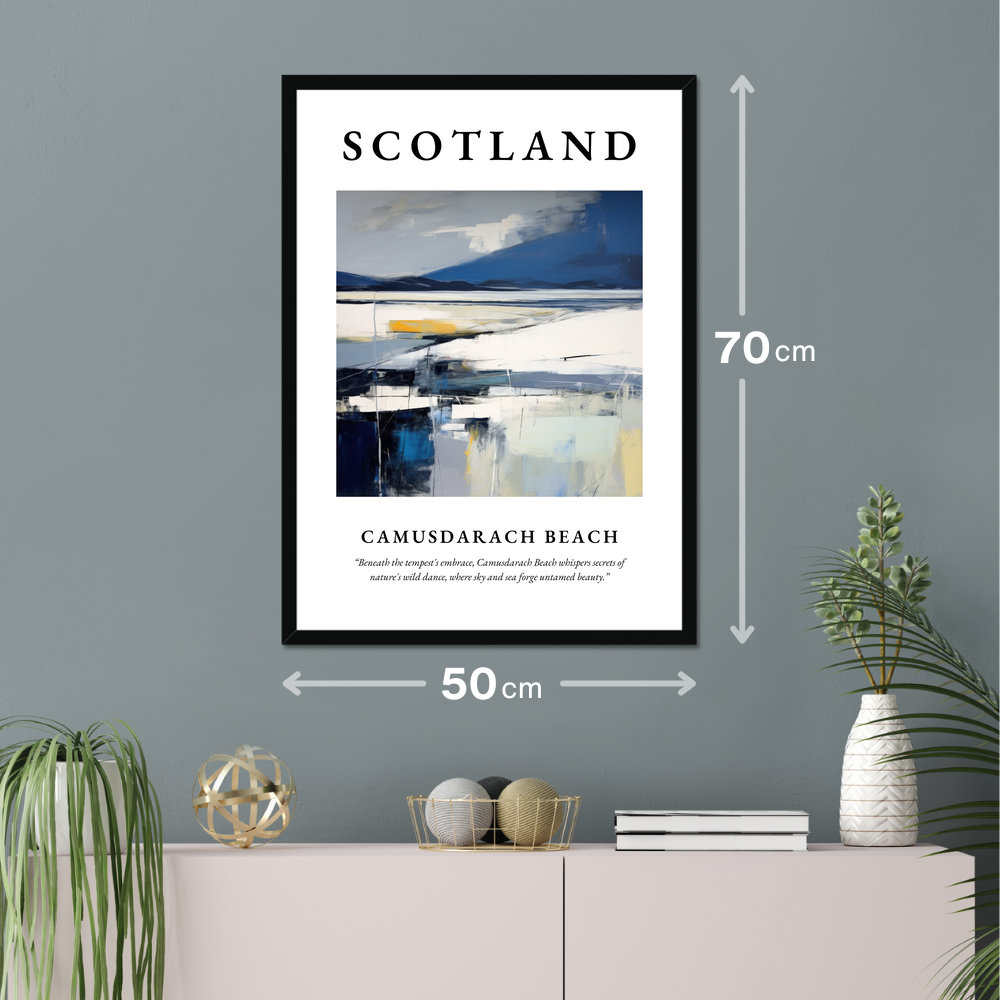 Poster of Camusdarach Beach hanging on a wall