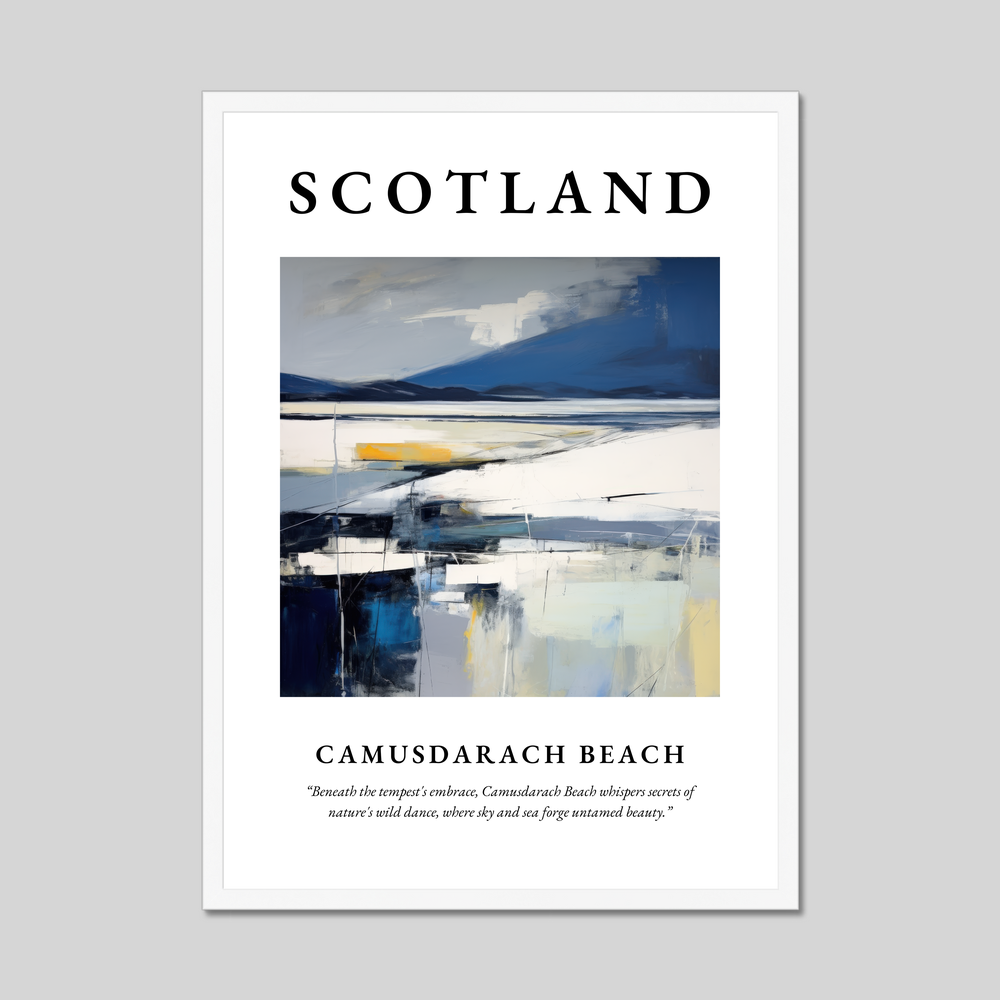 Poster in a white frame with the word Scotland