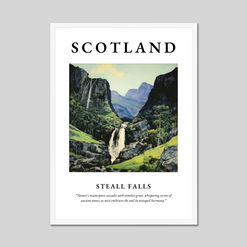 Poster in a white frame with the word Scotland