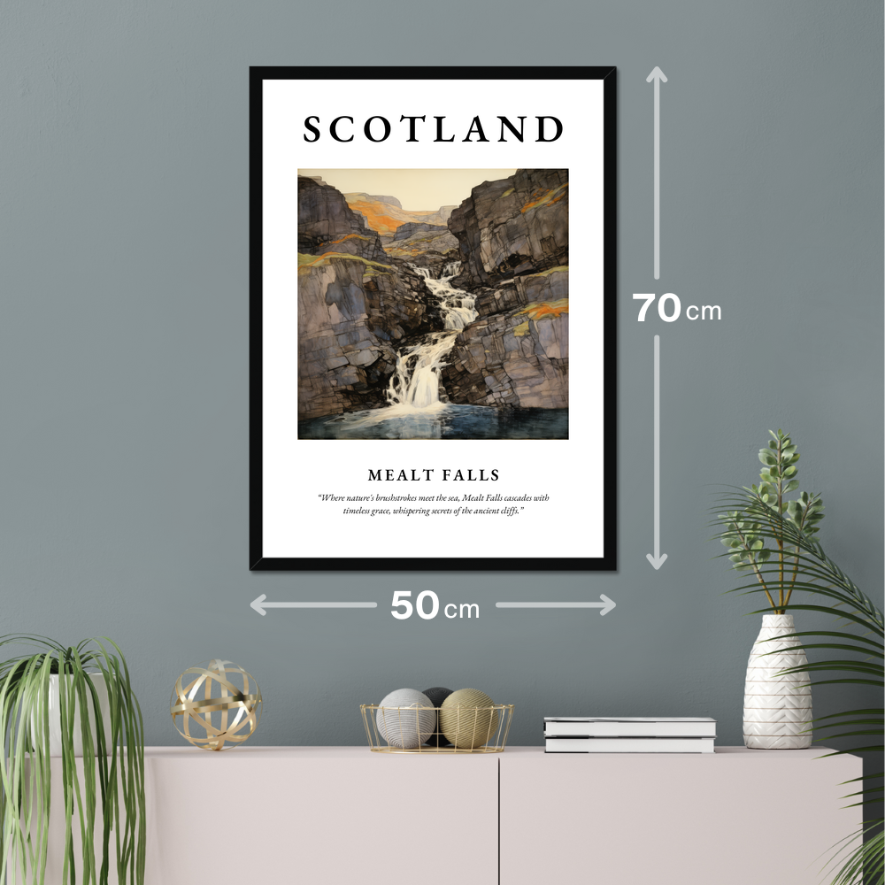 Poster of Mealt Falls hanging on a wall